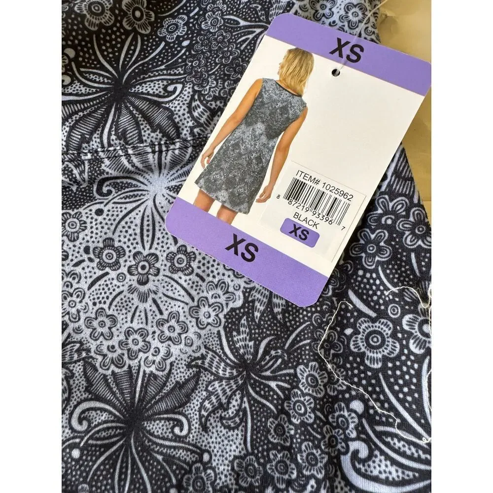 Gerry Black Floral Sleeveless Dress XS NWT